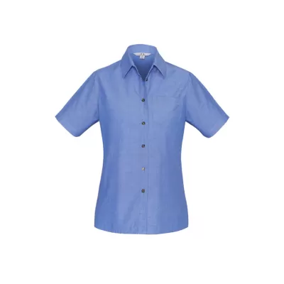 branded Ladies Wrinkle Free Chambray Short Sleeve Shirt, from our range of promotional Ladies Corporate Shirts