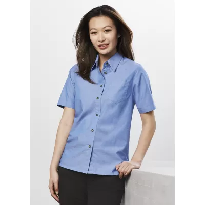branded Ladies Wrinkle Free Chambray Short Sleeve Shirt, from our range of promotional Ladies Corporate Shirts