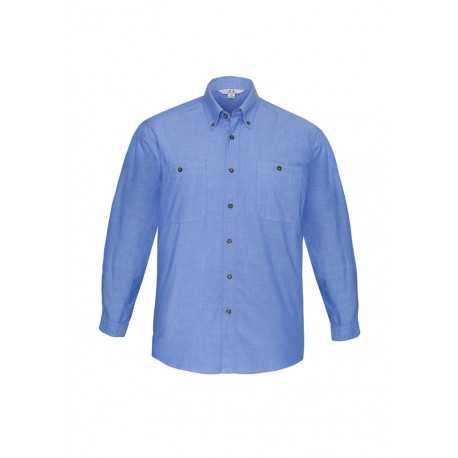Men's Corporate Shirts  - Mens Wrinkle Free Chambray Long Sleeve Shirt