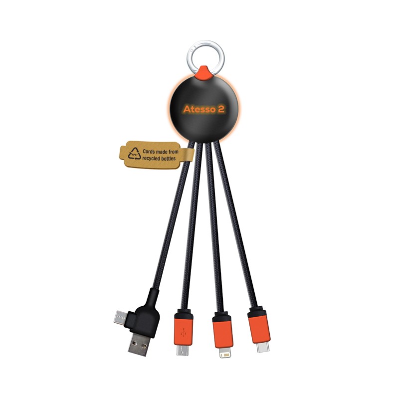 branded Atesso II LED Charge Cable, from our range of promotional USB Hubs & Cables