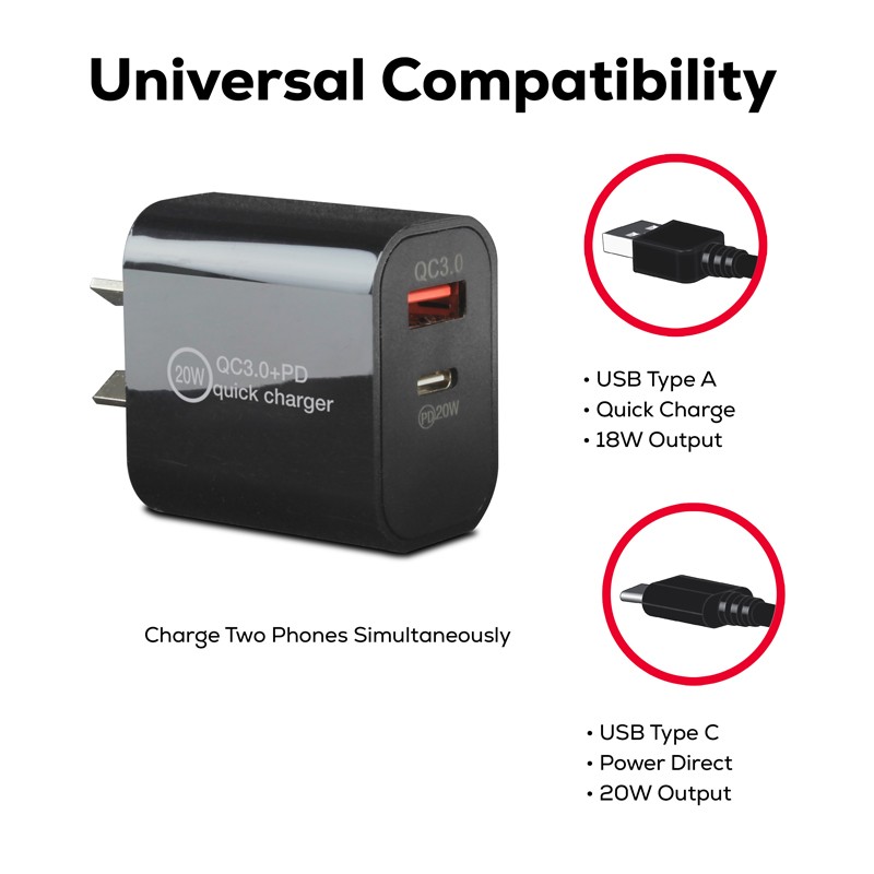 branded Alba 20W Quick Charge 3.0 Wall Charger, from our range of promotional Phone & Tablet Chargers