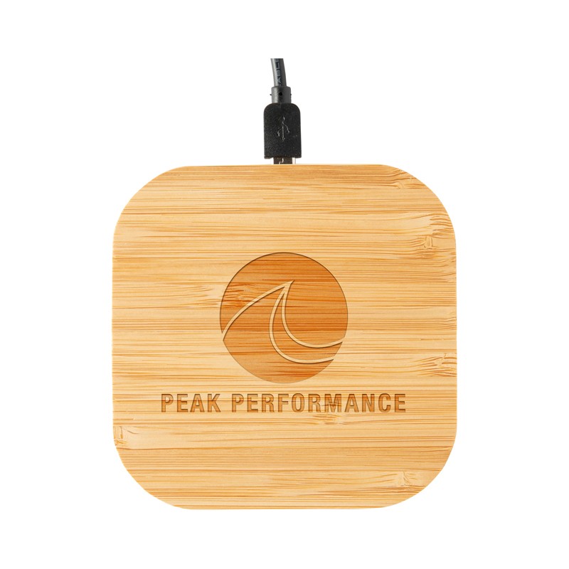branded Nelson Wireless Bamboo Fast Charger (10 Watt), from our range of promotional Phone & Tablet Chargers