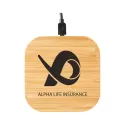 branded Nelson Wireless Bamboo Fast Charger (10 Watt), from our range of promotional Phone &amp; Tablet Chargers
