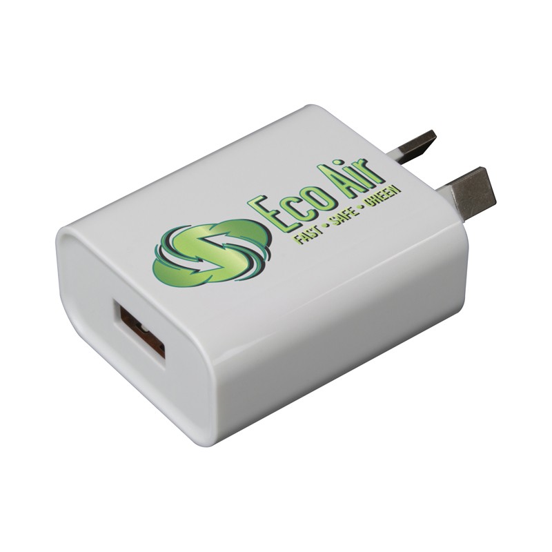 branded Timms Fast USB Wall Charger (QC3.0, 18 Watt), from our range of promotional Phone & Tablet Chargers