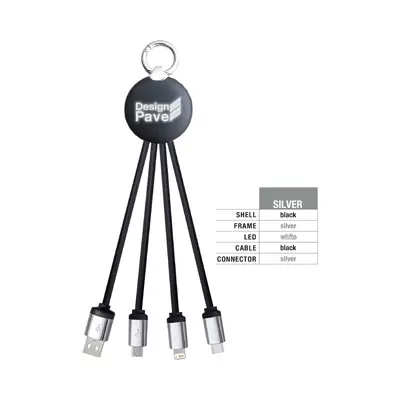 branded Atesso 3n1 Light Up Charge Cable - Round, from our range of promotional USB Hubs & Cables