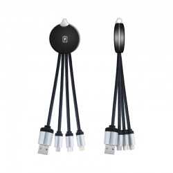 branded Atesso 3n1 Light Up Charge Cable - Round, from our range of promotional USB Hubs & Cables