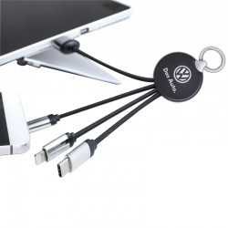 branded Atesso 3n1 Light Up Charge Cable - Round, from our range of promotional USB Hubs & Cables