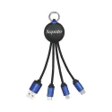branded Atesso 3n1 Light Up Charge Cable - Round, from our range of promotional USB Hubs &amp; Cables