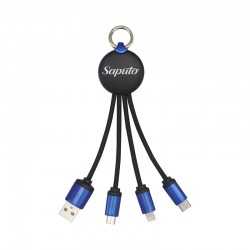 branded Atesso 3n1 Light Up Charge Cable - Round, from our range of promotional USB Hubs & Cables