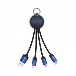 branded Atesso 3n1 Light Up Charge Cable - Round, from our range of promotional USB Hubs & Cables