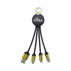 branded Atesso 3n1 Light Up Charge Cable - Round, from our range of promotional USB Hubs & Cables