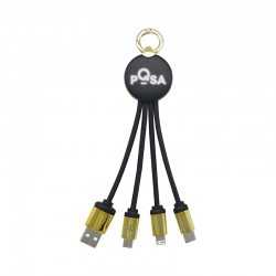 branded Atesso 3n1 Light Up Charge Cable - Round, from our range of promotional USB Hubs & Cables