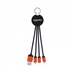branded Atesso 3n1 Light Up Charge Cable - Round, from our range of promotional USB Hubs & Cables