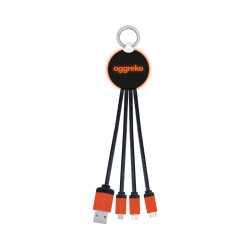 branded Atesso 3n1 Light Up Charge Cable - Round, from our range of promotional USB Hubs & Cables
