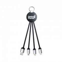 branded Atesso 3n1 Light Up Charge Cable - Round, from our range of promotional USB Hubs & Cables