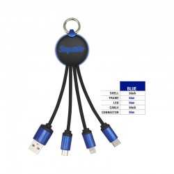 branded Atesso 3n1 Light Up Charge Cable - Round, from our range of promotional USB Hubs & Cables