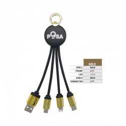 branded Atesso 3n1 Light Up Charge Cable - Round, from our range of promotional USB Hubs & Cables