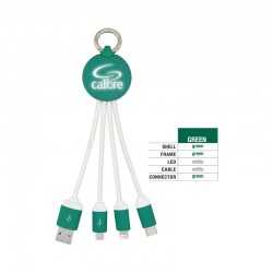 branded Atesso 3n1 Light Up Charge Cable - Round, from our range of promotional USB Hubs & Cables