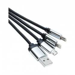 branded Atesso 3n1 Light Up Charge Cable - Round, from our range of promotional USB Hubs & Cables
