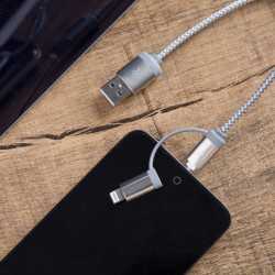 branded Milano 2n1 Fabric Charge & Data Cable, from our range of promotional USB Hubs & Cables
