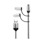 branded Pesaro 3n1 Fabric Charge &amp; Data Cable, from our range of promotional USB Hubs &amp; Cables