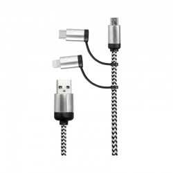 branded Pesaro 3n1 Fabric Charge & Data Cable, from our range of promotional USB Hubs & Cables
