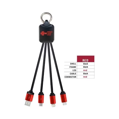 branded Atesso 3n1 Light Up Charge Cable - Rectangle, from our range of promotional USB Hubs & Cables