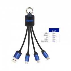 branded Atesso 3n1 Light Up Charge Cable - Rectangle, from our range of promotional USB Hubs & Cables