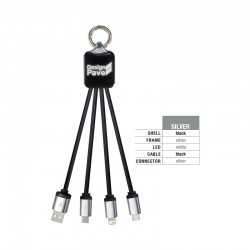 branded Atesso 3n1 Light Up Charge Cable - Rectangle, from our range of promotional USB Hubs & Cables