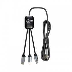 branded Fierra 3n1 Light Up Charge Cable - 1.0 metre, from our range of promotional USB Hubs & Cables