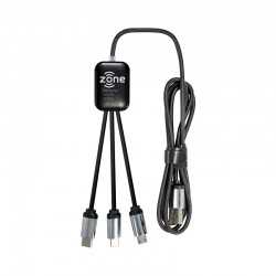 branded Fierra 3n1 Light Up Charge Cable - 1.0 metre, from our range of promotional USB Hubs & Cables