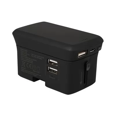 branded Lazio Travel Adaptor & Power Bank - 4000 mAh, from our range of promotional Travel Accessories