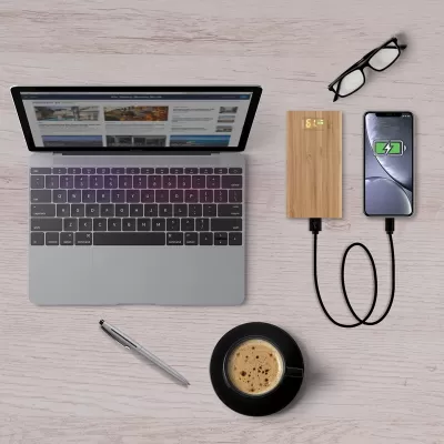 branded Mills Bamboo Power Bank - 10000 mAh, from our range of promotional Power Banks