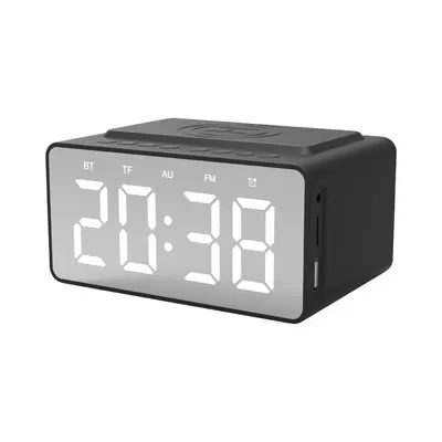 branded Dover Alarm Clock Wireless Charger Speaker, from our range of promotional Phone & Tablet Chargers