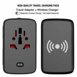 Phone & Tablet Chargers - Portici Travel Adaptor with Fast Wireless Charger
