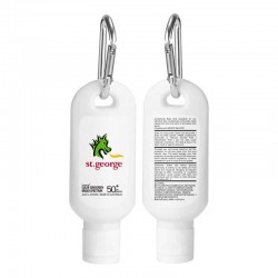 branded 60ml Australian Made Spf50 Sunscreen Lotion With Carabiner, from our range of promotional Sunscreen & Lip Balm