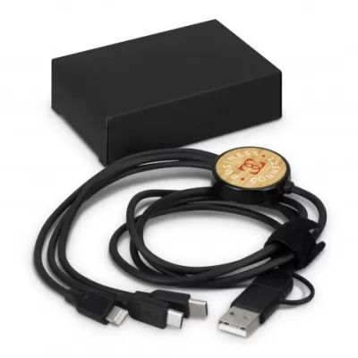 branded Bamboo Triple Connector Cable, from our range of promotional Phone & Tablet Chargers