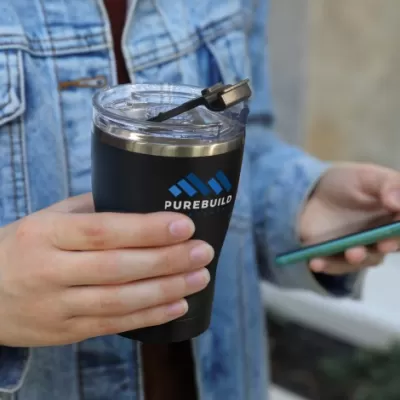 branded Arc Vacuum Cup 350ml, from our range of promotional Reusable Coffee Cups - Metal