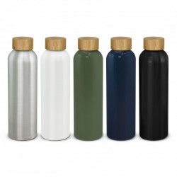branded Eden Aluminium Bottle Bamboo Lid 600ml, from our range of promotional Drink Bottles - Metal
