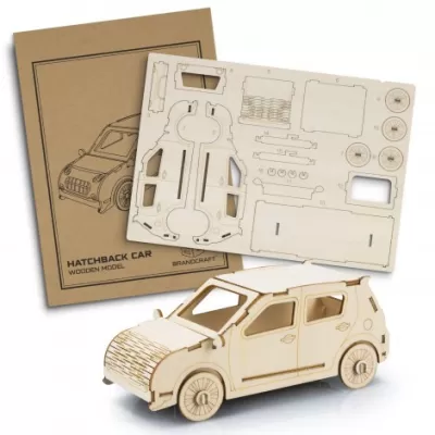 branded BRANDCRAFT Hatchback Car Wooden Model, from our range of promotional Executive Toys and Games