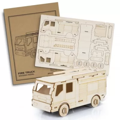 branded BRANDCRAFT Fire Truck Wooden Model, from our range of promotional Executive Toys and Games