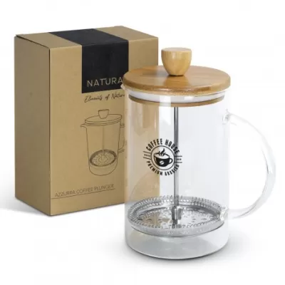 branded NATURA Azzurra Coffee Plunger 850ml, from our range of promotional Coffee Mugs & Drinkware
