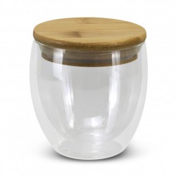 branded NATURA Azzurra Glass Cup - 250ml, from our range of promotional Reusable Coffee Cups - Glass