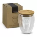 branded NATURA Azzurra Glass Cup - 350ml, from our range of promotional Reusable Coffee Cups - Glass