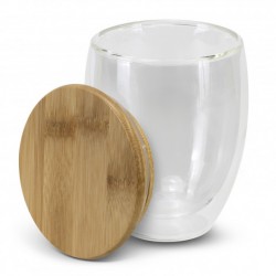 branded NATURA Azzurra Glass Cup - 350ml, from our range of promotional Reusable Coffee Cups - Glass