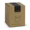 branded NATURA Azzurra Glass Cup - 350ml, from our range of promotional Reusable Coffee Cups - Glass