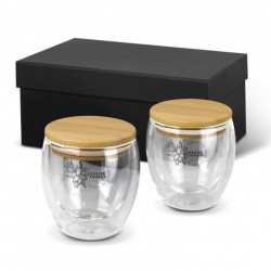 branded Azzurra Glass Set - 250ml, from our range of promotional Reusable Coffee Cups - Glass
