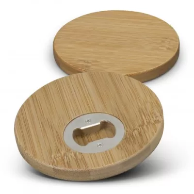 branded Bamboo Bottle Opener Coaster Set of 2 - Round, from our range of promotional Coasters