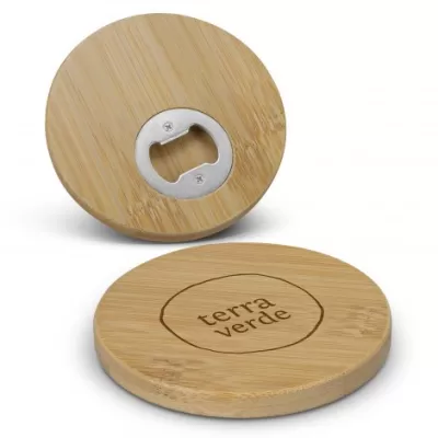 branded Bamboo Bottle Opener Coaster - Round, from our range of promotional Coasters