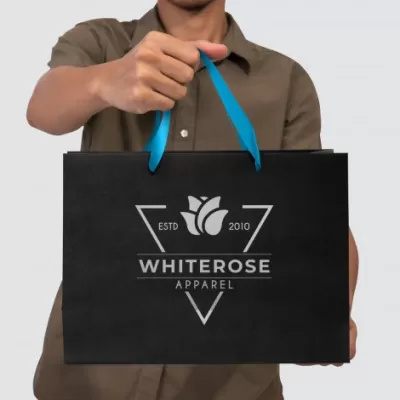 branded Large Ribbon Handle Paper Bag, from our range of promotional Paper Bags